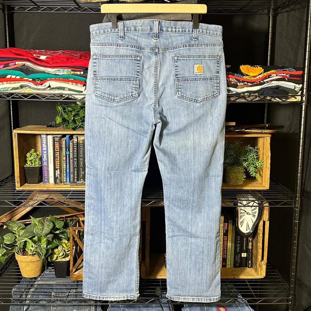 Carhartt Relaxed Fit Blue Denim Jeans Baggy Workwear Skater Pants Mens 36x30